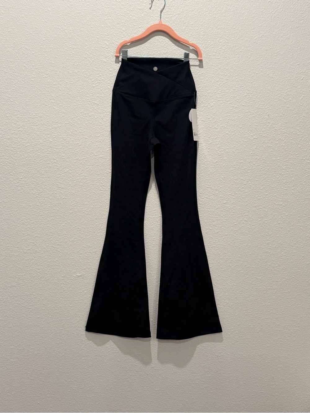 High-Waist Black Flared Yoga Pants 7/8 Length